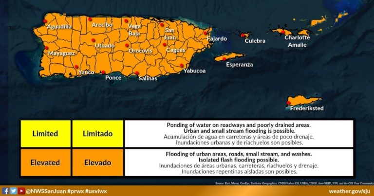 Emiten riesgo de lluvia elevado para este miércoles
