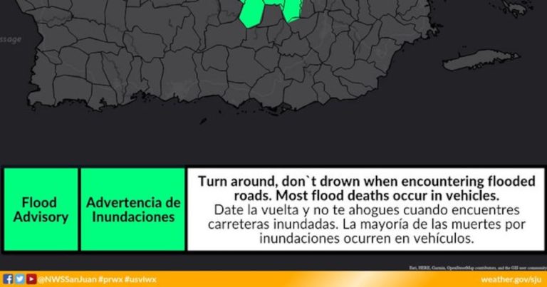 Emiten vigilancias y advertencias de inundaciones para varios municipios del norte y centro de la isla