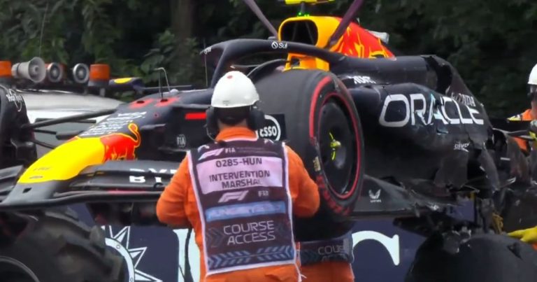 Checo Pérez se estrelló contra el muro en la clasificación de Hungría