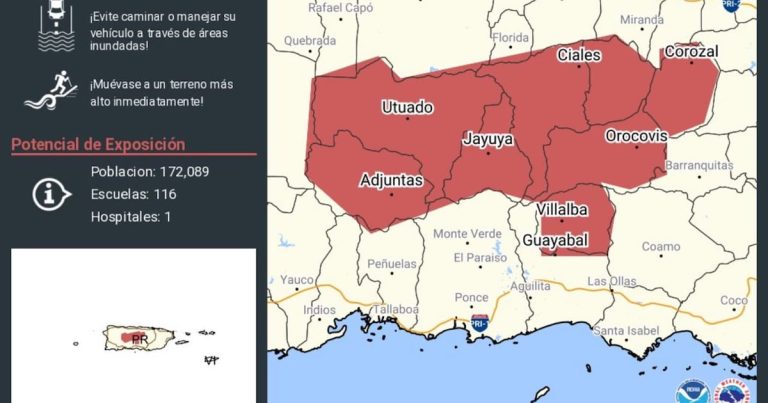 Emiten aviso de inundaciones repentinas para estos pueblos ante paso de Ernesto