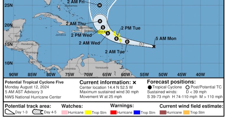 Emiten vigilancia de tormenta tropical para Puerto Rico