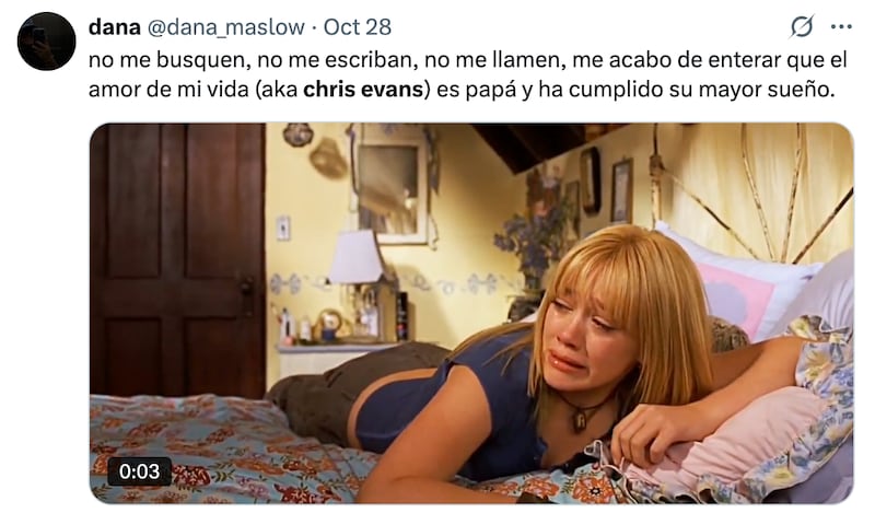 Fans reaccionan a la noticia sobre el nacimiento de la hija de Chris Evans