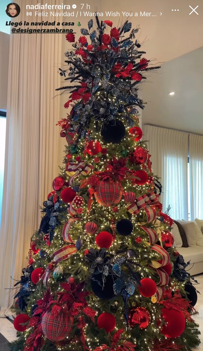 Nadia Ferreira presumió su majestuoso árbol de Navidad desde su departamento