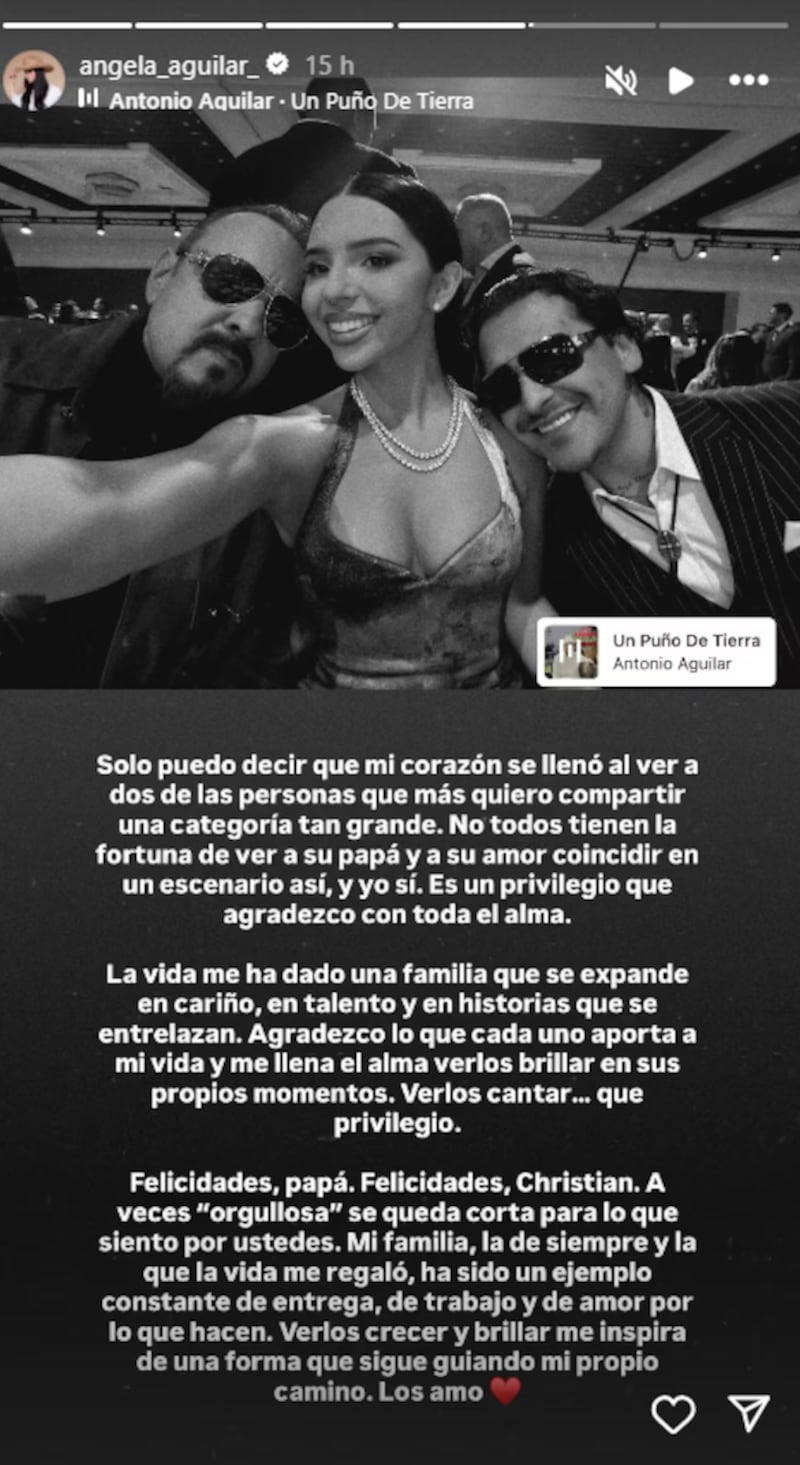 Ángela Aguilar compartió este mensaje tras el polémico discurso de Nodal