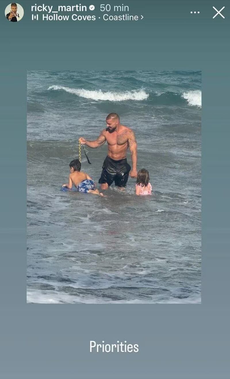 Ricky Martin junto a sus hijos Renn y Lucía