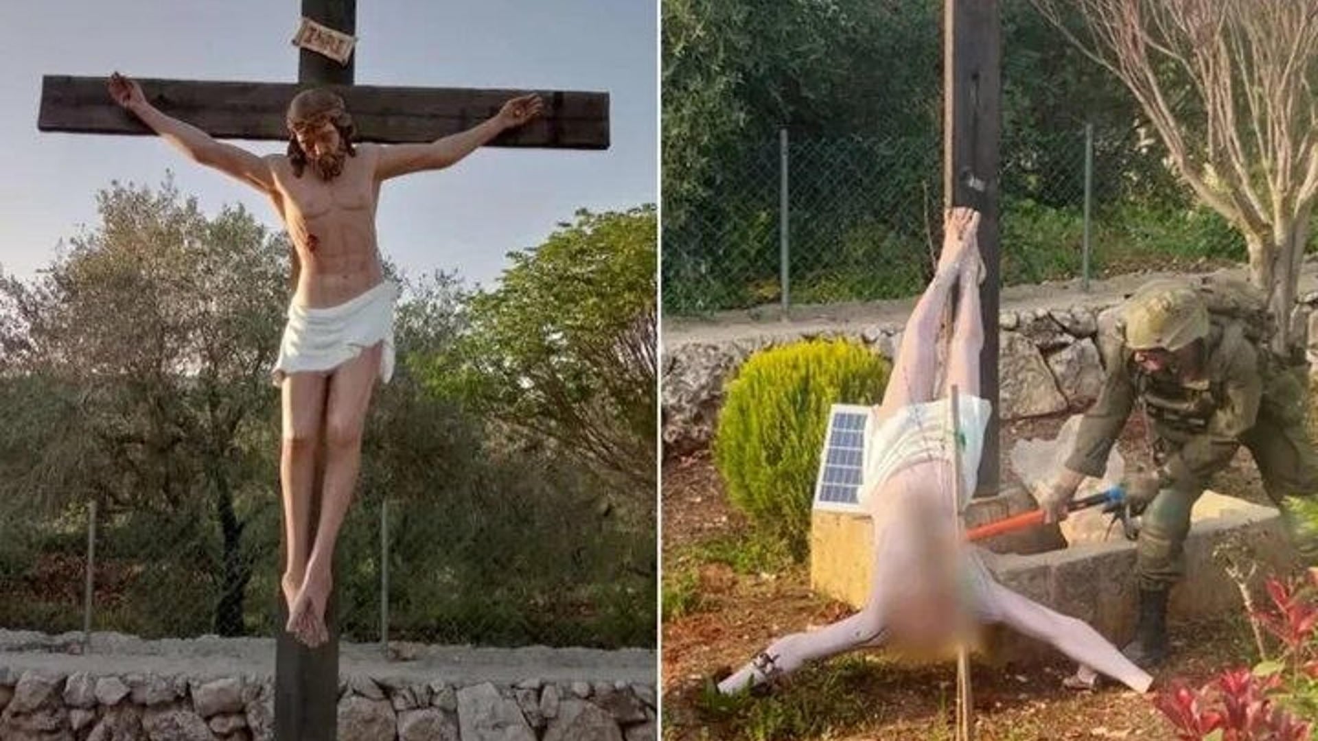 Iglesia católica exige sanción a soldado israelí por destrozar estatua de Jesucristo en Líbano